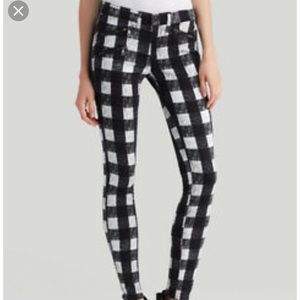 Rag and Bone Black Mid-Rise Plaid Jeans size 26